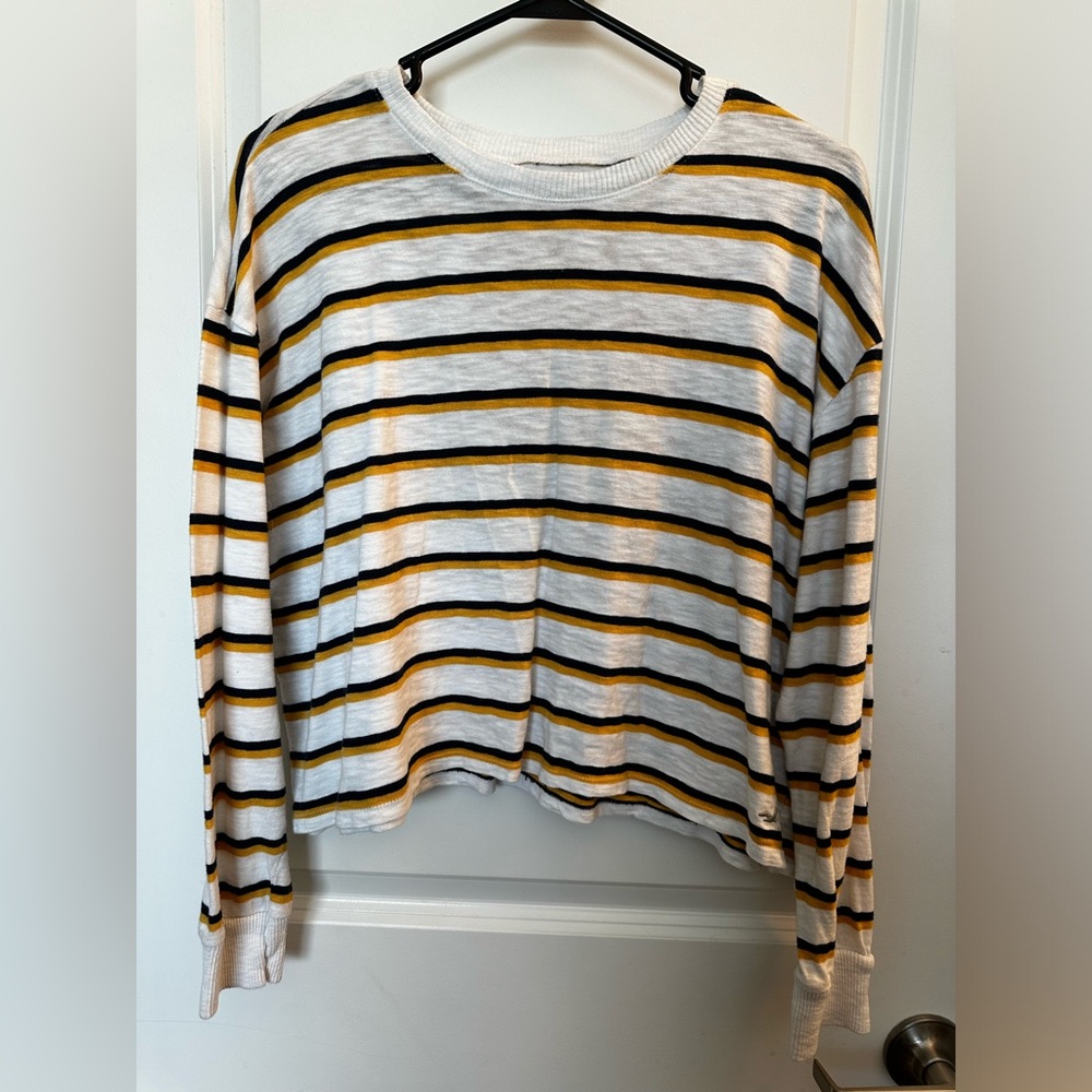 Hollister crop stripe long sleeve top